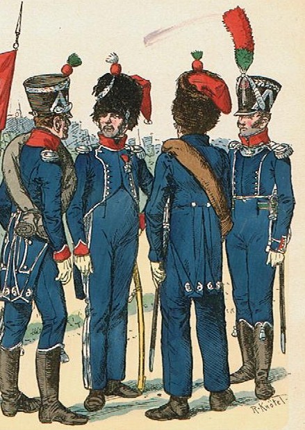 Abbildung von ''Légère'' Infanterie-Offizieren, 1803-1815 (aus: Richard Knötel, Uniformenkunde)